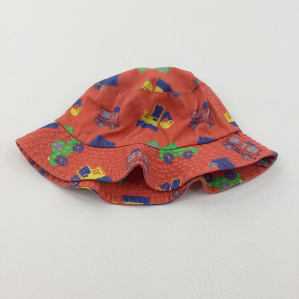 Fire Engines & Construction Vehicles Red Cotton Bucket Sun Hat - Boys 5-6 Years