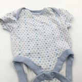 Stars Blue & White Short Sleeve Bodysuit- Boys First Size