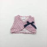 Pink & White Polkadot Lightweigh Gilet with Bow - Girls Up To 1 Month