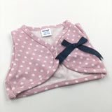 Pink & White Polkadot Lightweigh Gilet with Bow - Girls Up To 1 Month
