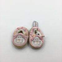 Cat Faces Pink Fleece Slippers - Girls 3-6 Months