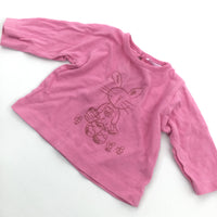 Glittery Bunny Pink Long Sleeve Top - Girls Newborn