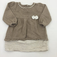 Brown Knitted Dress - Girls 3-6 Months