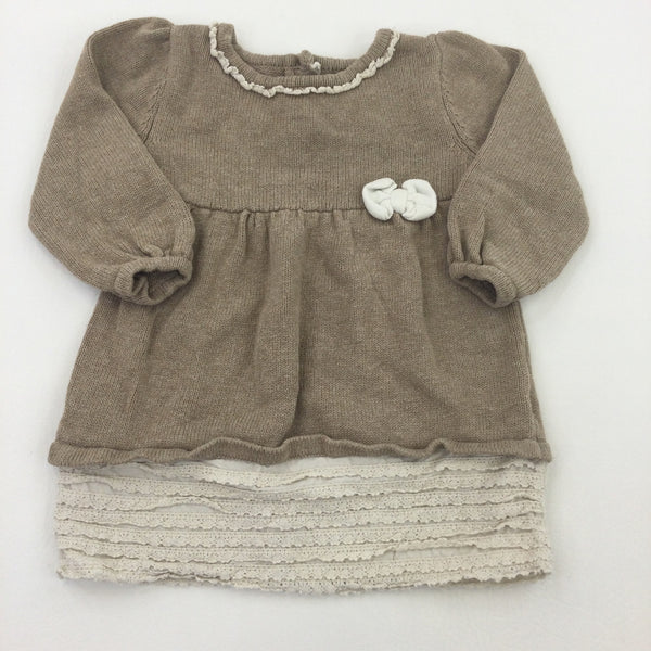 Brown Knitted Dress - Girls 3-6 Months