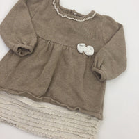 Brown Knitted Dress - Girls 3-6 Months