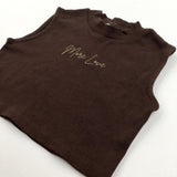 'More Love' Brown Cropped Top - Girls 7-8 Years