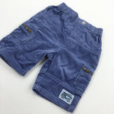 Truck Badge Blue Corduroy Cargo Trousers - Boys Newborn