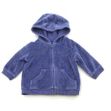 Blue Velour Zip Up Hoodie Jumper - Boys Newborn