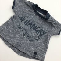#Hangry' Crocodile Navy T-Shirt - Boys Newborn