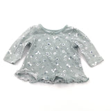 Flowers Teal Long Sleeve Top with Frilly Hem - Girls First Size