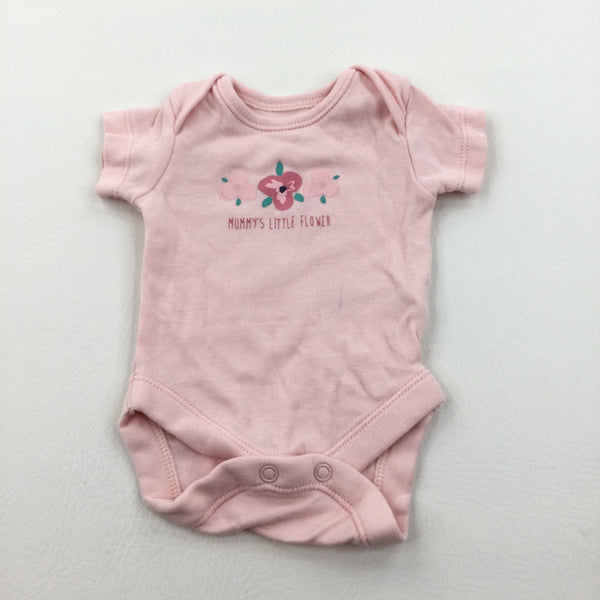'Mummy's Little Flower' Pink Short Sleeve Bodysuit - Girls Tiny Baby