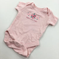 'Mummy's Little Flower' Pink Short Sleeve Bodysuit - Girls Tiny Baby