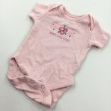 'Mummy's Little Flower' Pink Short Sleeve Bodysuit - Girls Tiny Baby