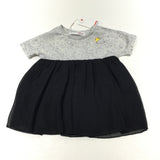 **NEW** Rabbit & Crown Speckled Grey Jersey Dress with Black Net Skirt - Girls 9-12 Months