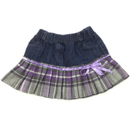 Denim & Cotton Pleated Skirt - Girls 2-3 Years