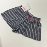 **NEW** Blue, Pink & White Striped Lightweight Cotton Shorts - Girls 9-12 Months
