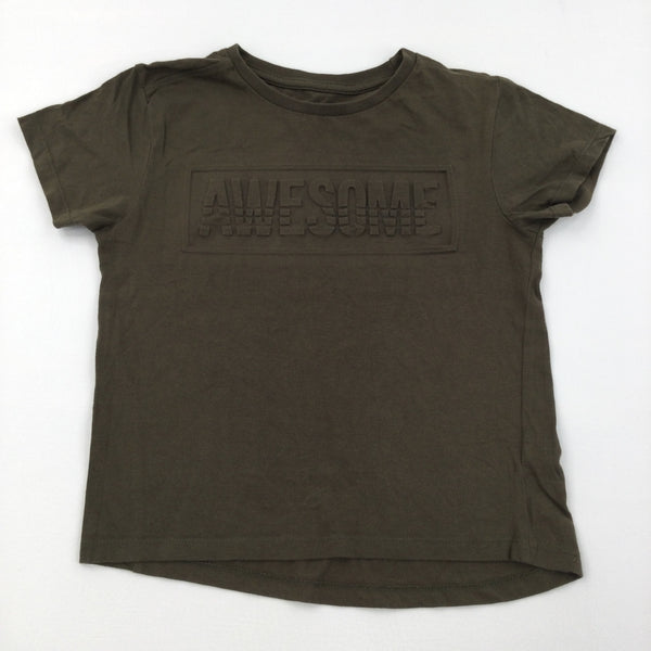 'Awesome' Khaki T-Shirt - Boys 6-7 Years