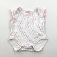 Pink & White Spotty Short Sleeve Bodysuit - Girls Newborn