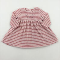 Cat Pink Striped Long Sleeve Dress - Girls 6-9 Months