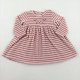 Cat Pink Striped Long Sleeve Dress - Girls 6-9 Months