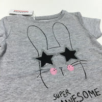 **NEW** 'Super Awesome' Rabbit Grey T-Shirt - Girls 9-12 Months