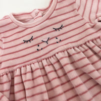 Cat Pink Striped Long Sleeve Dress - Girls 6-9 Months