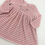 Cat Pink Striped Long Sleeve Dress - Girls 6-9 Months