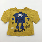 'Little Robot' Yellow Long Sleeve Top - Boys 0-3 Months