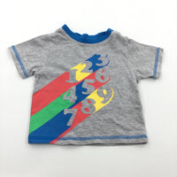 Numbers Colourful Grey & Blue T-Shirt - Boys 0-3 Months