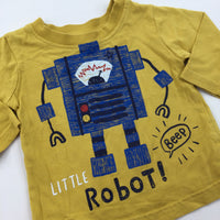 'Little Robot' Yellow Long Sleeve Top - Boys 0-3 Months