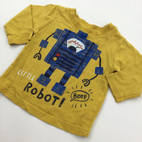 'Little Robot' Yellow Long Sleeve Top - Boys 0-3 Months