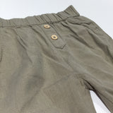 Light Khaki Green Linen Trousers - Boys 6-9m