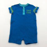 'Super Cool' Blue & Lime Green Jersey Romper - Boys 0-3 Months