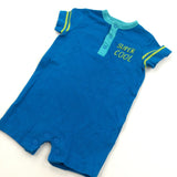 'Super Cool' Blue & Lime Green Jersey Romper - Boys 0-3 Months