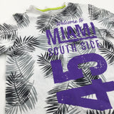 'Miami South Side' Leaves Purple, Grey & White T-Shirt - Boys 7-8 Years