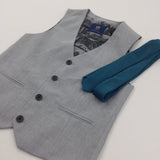 Smart Grey Waistcoat & Teal Tie Set - Boys 8 Years