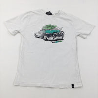 Car White T-Shirt - Boys 7-8 Years