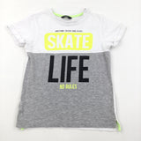 'Skate Life' Grey & White T-Shirt - Boys 7-8 Years