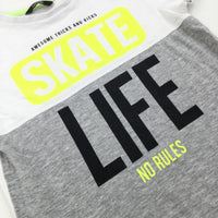 'Skate Life' Grey & White T-Shirt - Boys 7-8 Years