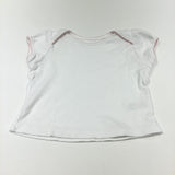 White T-Shirt with Pink Trim - Girls 6-9 Months