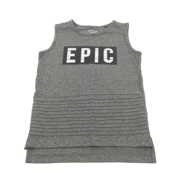 'Epic' Ribbed Grey Mottled Vest Top - Boys 5-6 Years