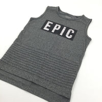 'Epic' Ribbed Grey Mottled Vest Top - Boys 5-6 Years