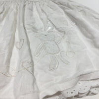 'A Pocket Full Of Love' Rabbit Appliqued Cream Corduroy Dress - Girls 6-9 Months