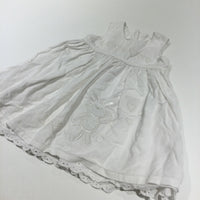 'A Pocket Full Of Love' Rabbit Appliqued Cream Corduroy Dress - Girls 6-9 Months