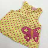 Butterfly Appliqued Pink & Yellow Jersey Sleeveless Tunic Top - Girls 0-3 Months