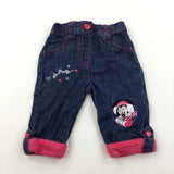 Minnie Mouse Pink & Dark Blue Denim Jeans - Girls 0-3 Months