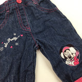 Minnie Mouse Pink & Dark Blue Denim Jeans - Girls 0-3 Months