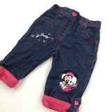 Minnie Mouse Pink & Dark Blue Denim Jeans - Girls 0-3 Months