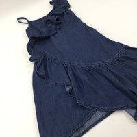 Frill Front Denim Dress - Girls 7-8 Years