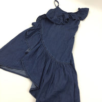 Frill Front Denim Dress - Girls 7-8 Years